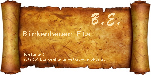 Birkenheuer Eta névjegykártya